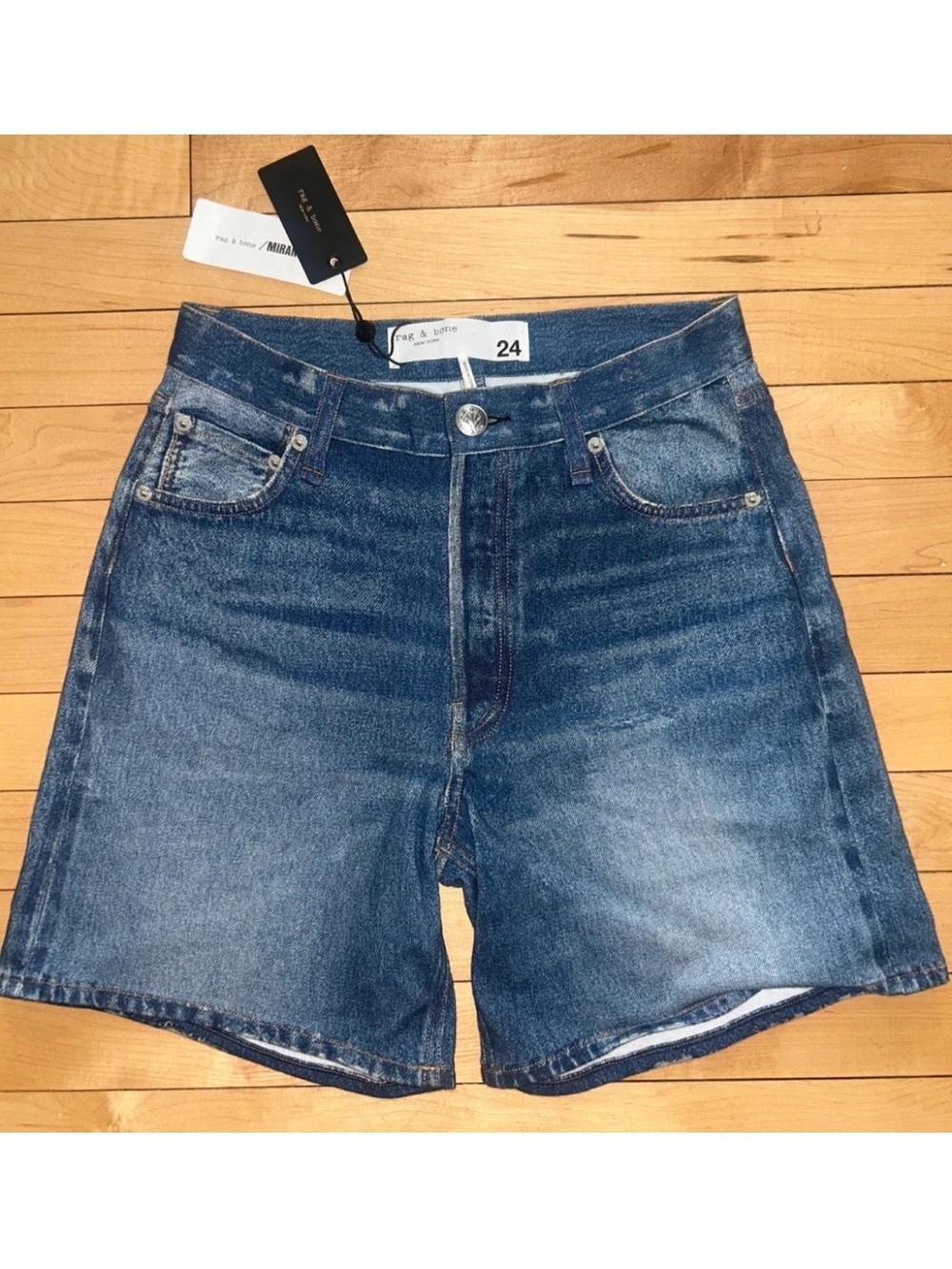 NEW! NWT RAG & BONE Miramar Kaia Shorts Cosmos Medium Wash Size 24